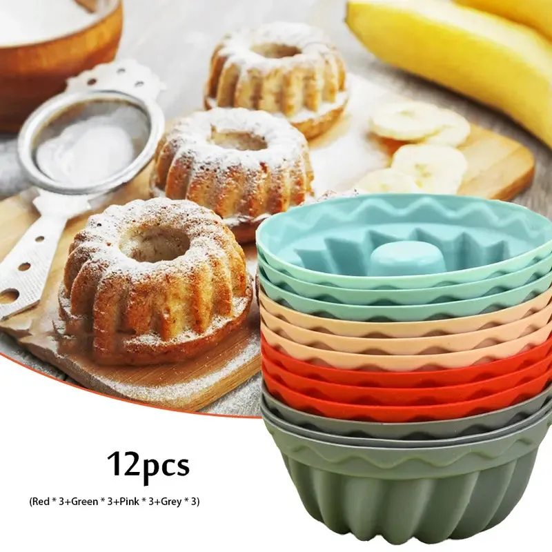 12-Pieces: Silicone Heritage Bundtlette Cake Mold