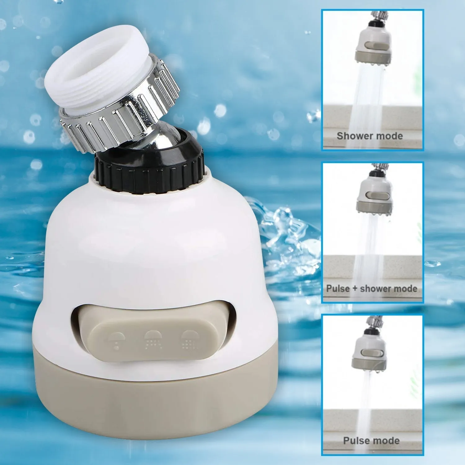 1589 Rotatable Splash Proof 3 Modes Water Saving Nozzle Filter Faucet Sprayer