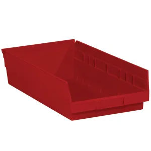 17 7/8 x 11 1/8 x 4" Red Plastic Shelf Bin Boxes