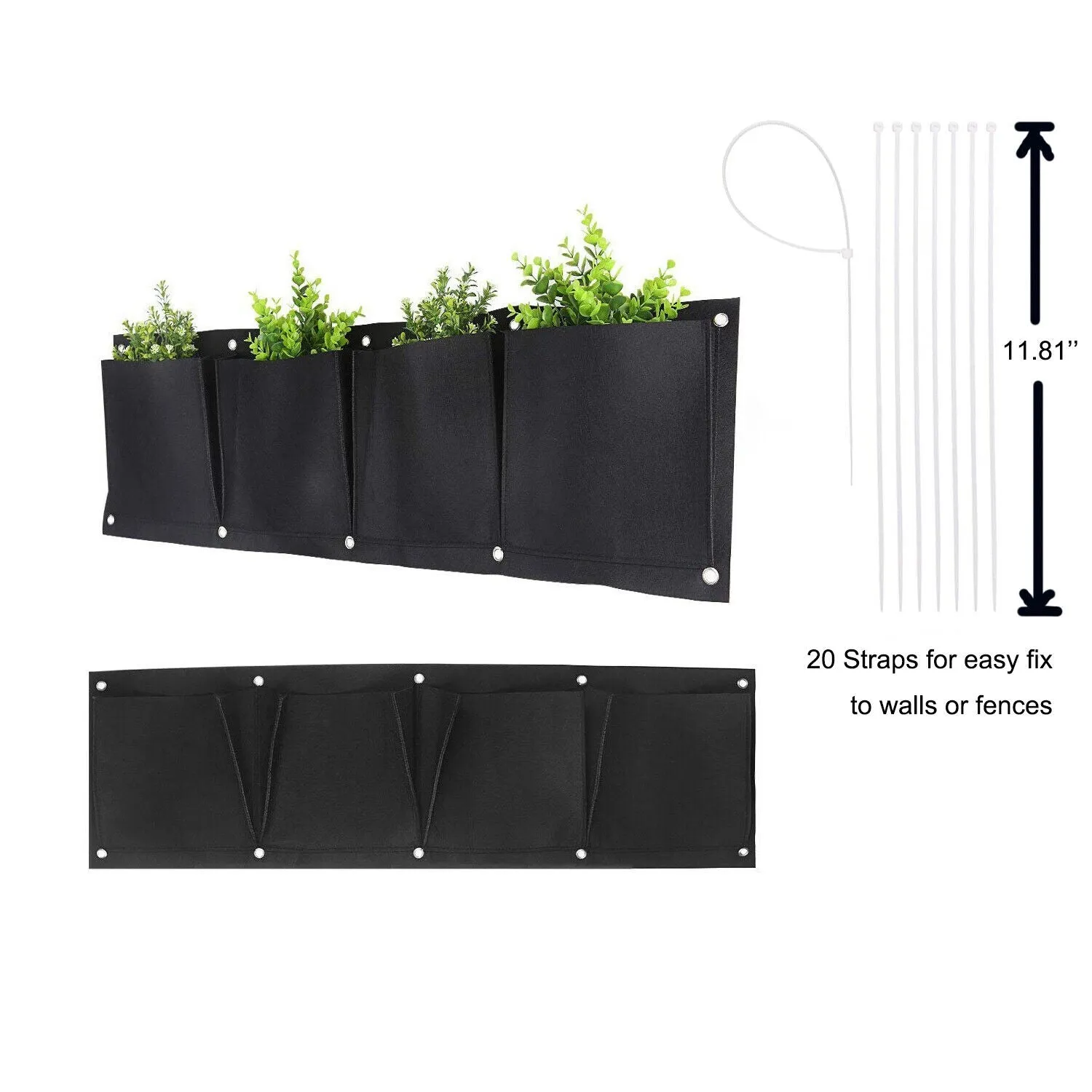 2 Pc 4-7 Pocket Hanging Horizontal/Vertical Garden Wall Planter Yard Garden Home