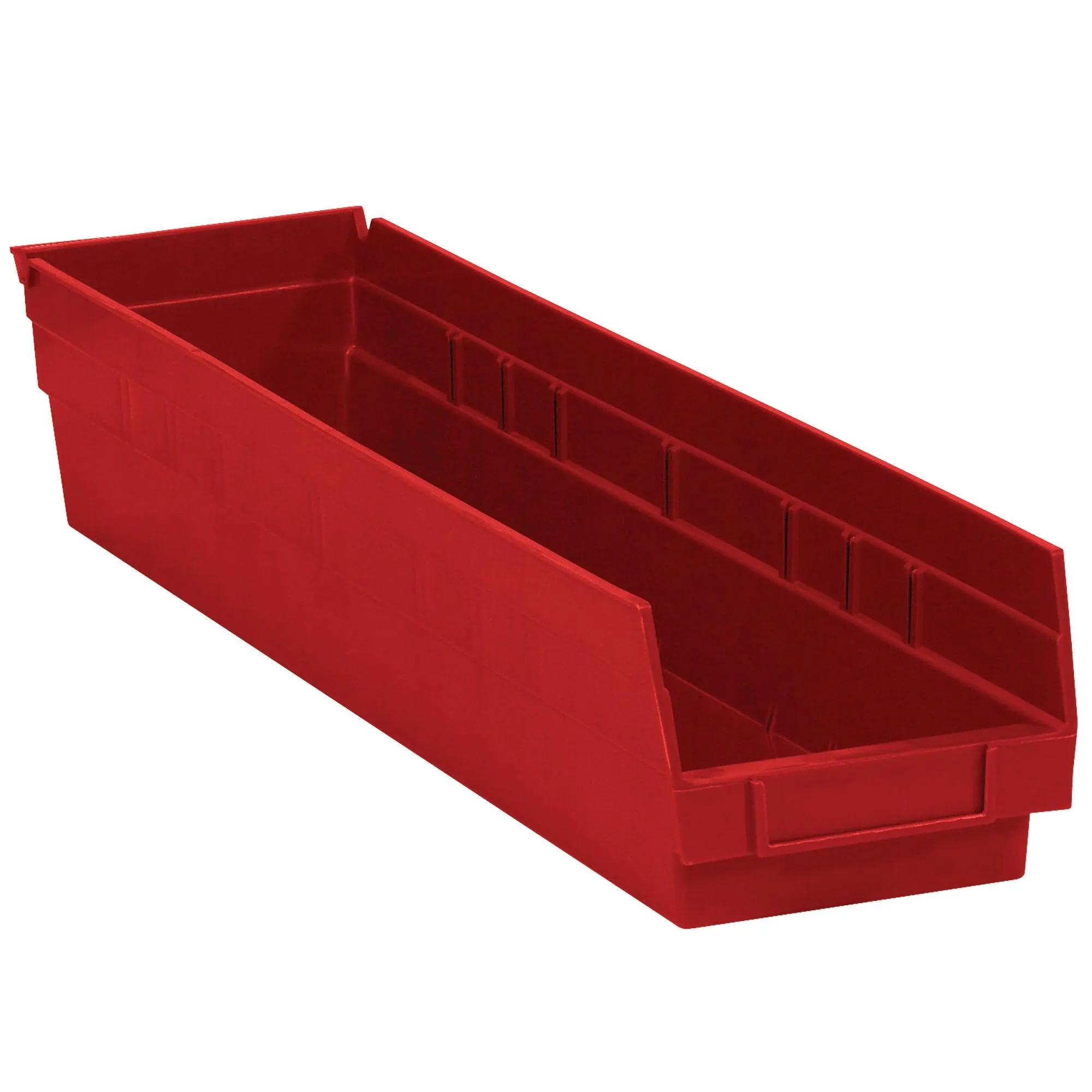 23 5/8 x 4 1/8 x 4" Red Plastic Shelf Bin Boxes