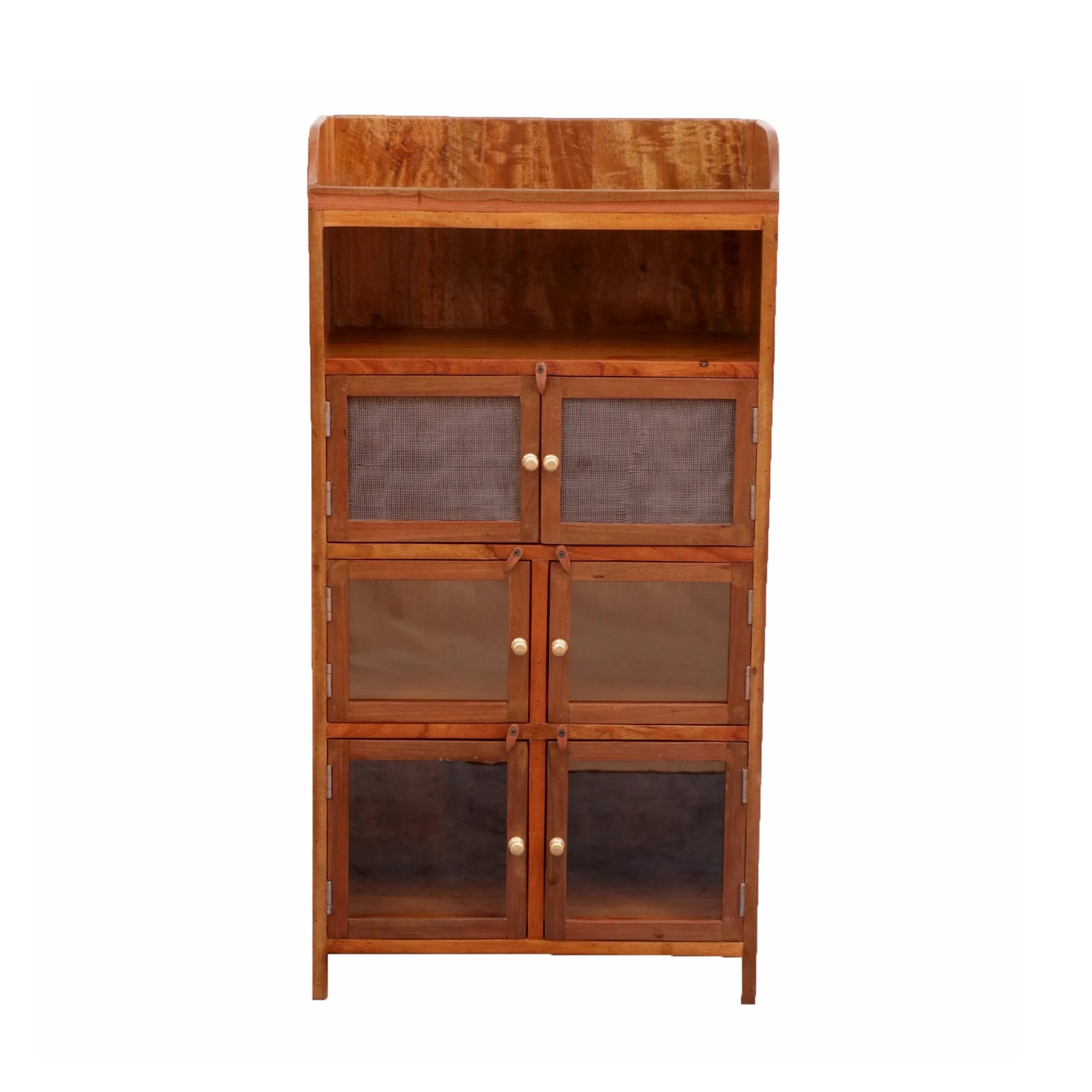 3 Section (2 Wire mesh   1 Glass) Compact Sideboard ( Teak l Wood )