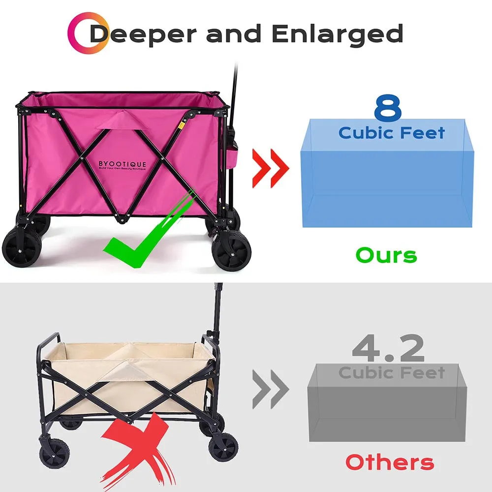 42" Foldable Utility Wagon Pink Folding Shopping Beach Wagon