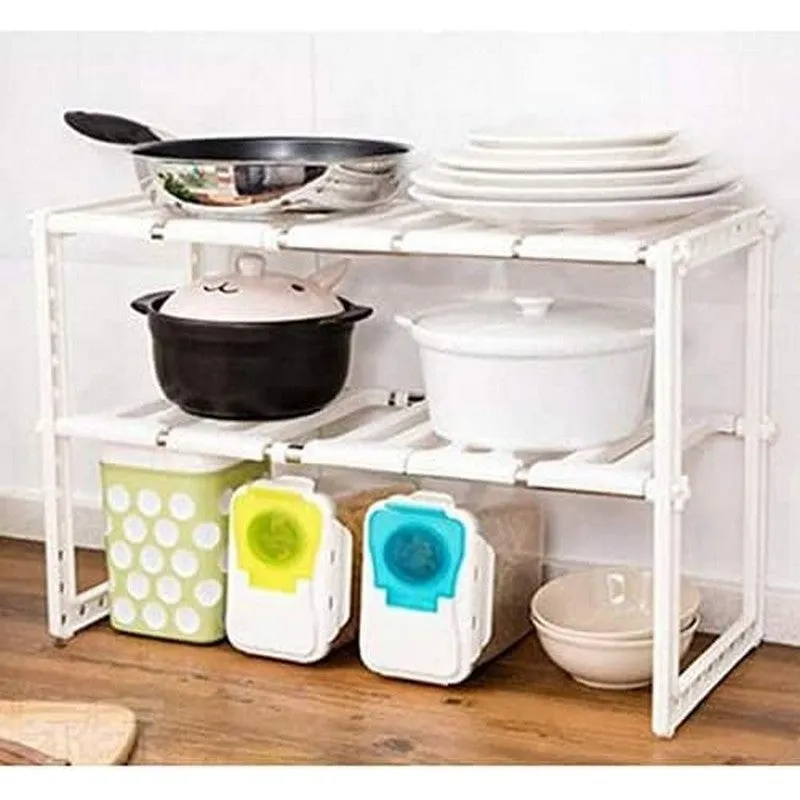 Adjustable Pool Space Kitchen Storage Rack 2 Tier