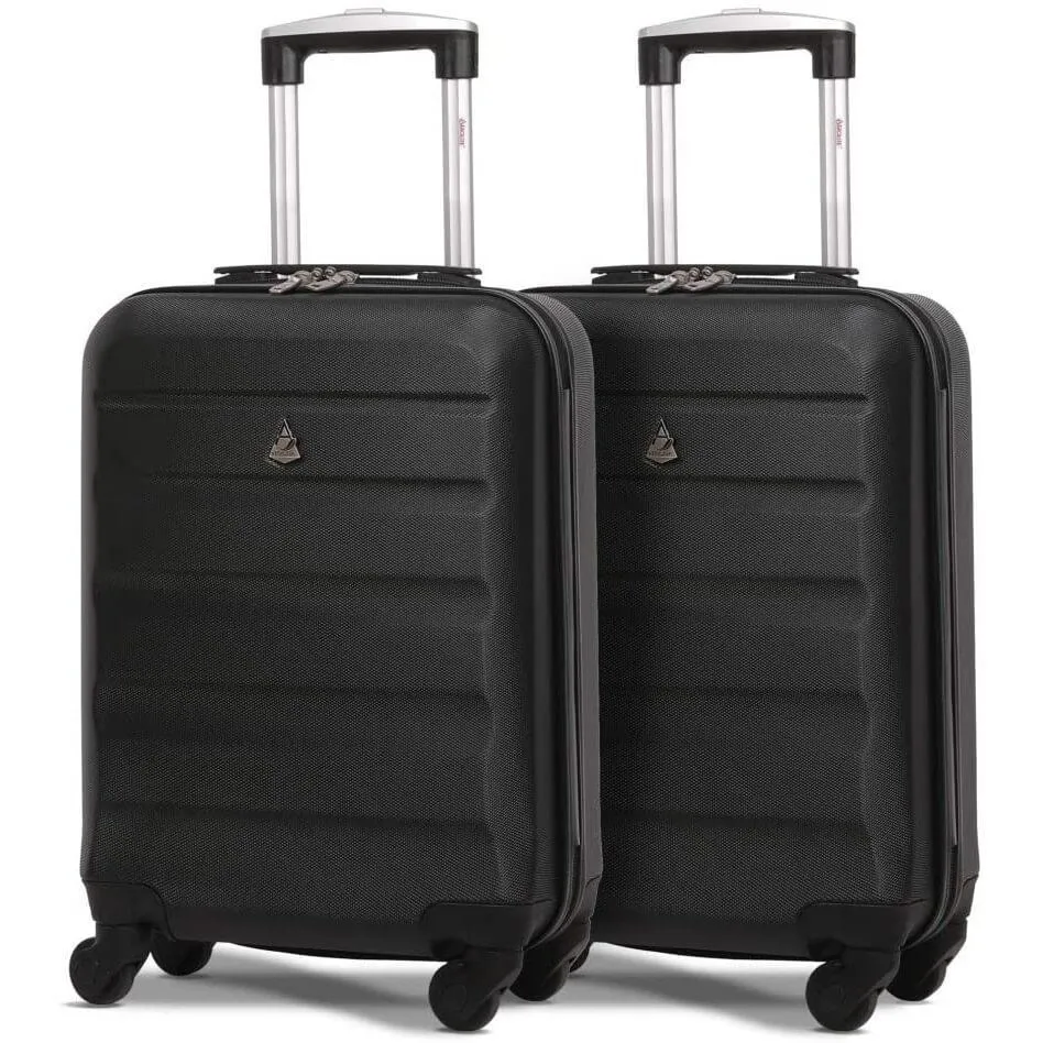 Aerolite 55cm Lightweight Hard Shell 8 Wheels Cabin Suitcase 21" (55x35x20cm), Approved for Ryanair (Priority), easyJet Plus, British Airways, Virgin Atlantic, Jet2 and More (x2 Set)