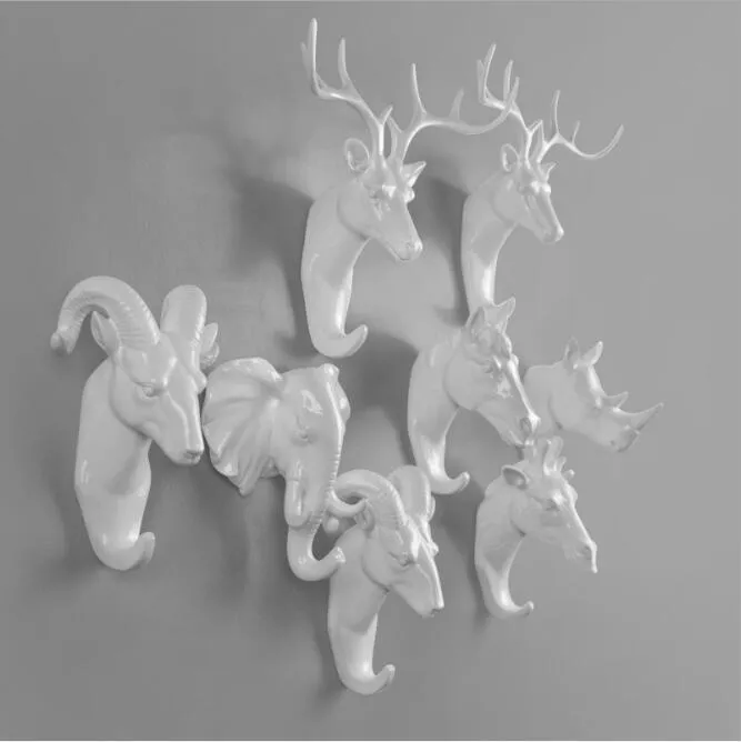 Animal Hook Decoration Wall Storage Rhinoceros Simulation Wall Hanging