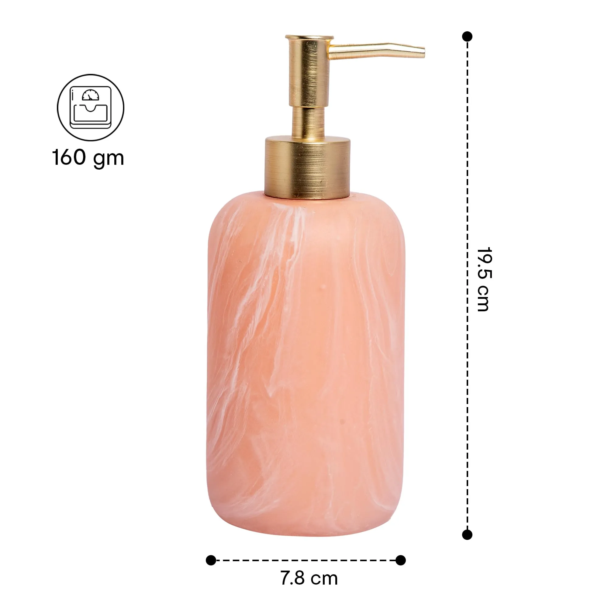 Anko Pink Resin Soap Dispenser - Set of 3 | Stylish Bathroom Accessory | Decor | Pink, 19.5cm (H) x 7.8cm (Dia.)