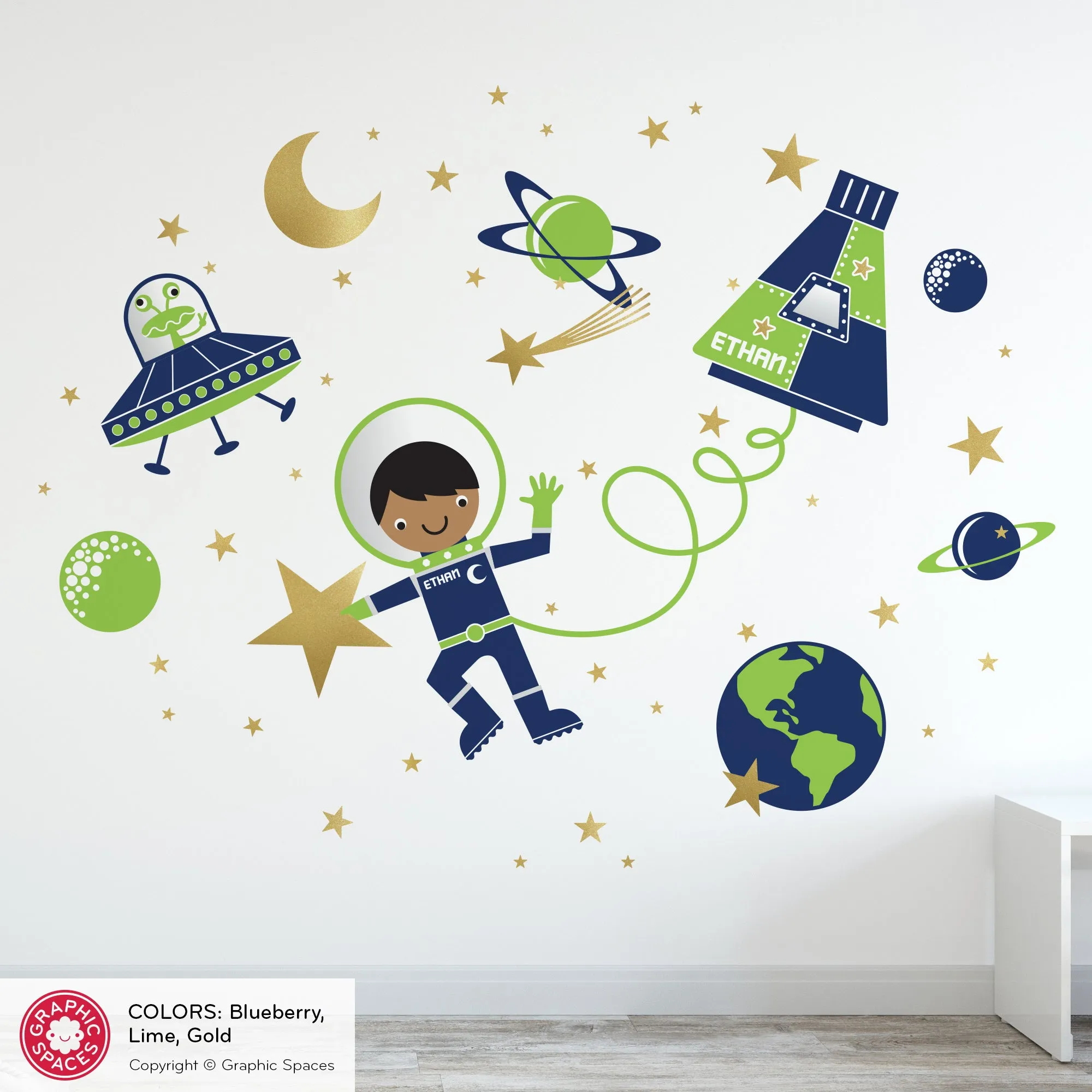 Astronaut Boy Space Walk Fabric Wall Decal