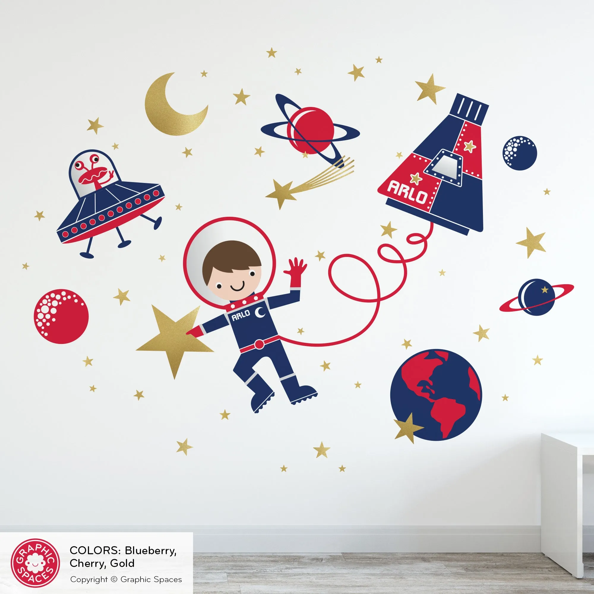 Astronaut Boy Space Walk Fabric Wall Decal