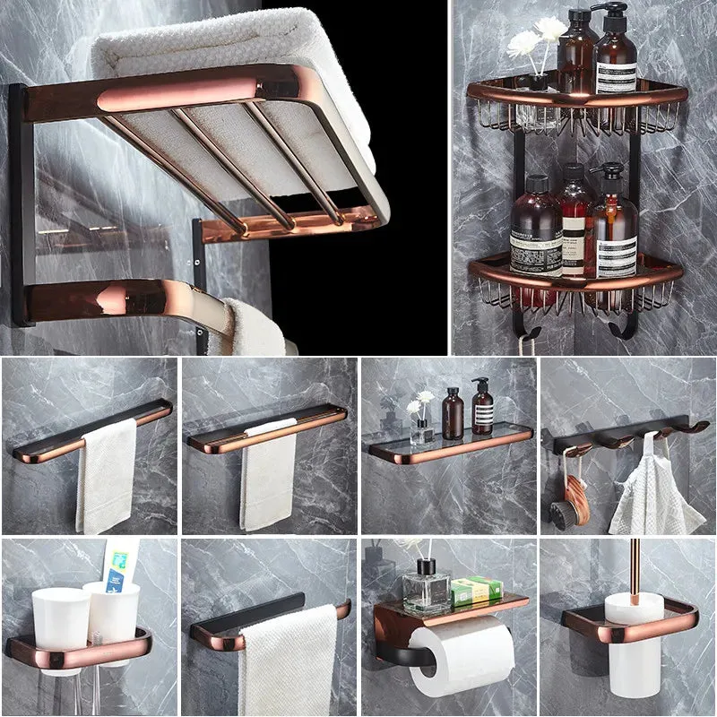 Bath Hardware Accessory Brass Towel Rack Corner Shelf Tissue Holder