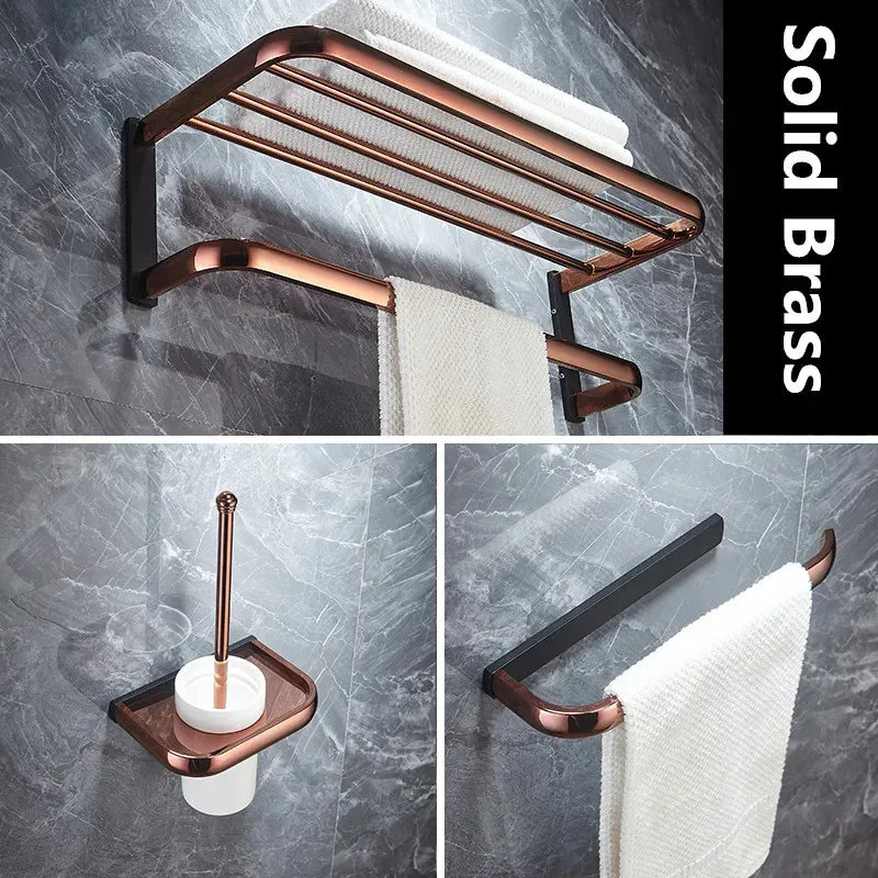 Bath Hardware Accessory Brass Towel Rack Corner Shelf Tissue Holder