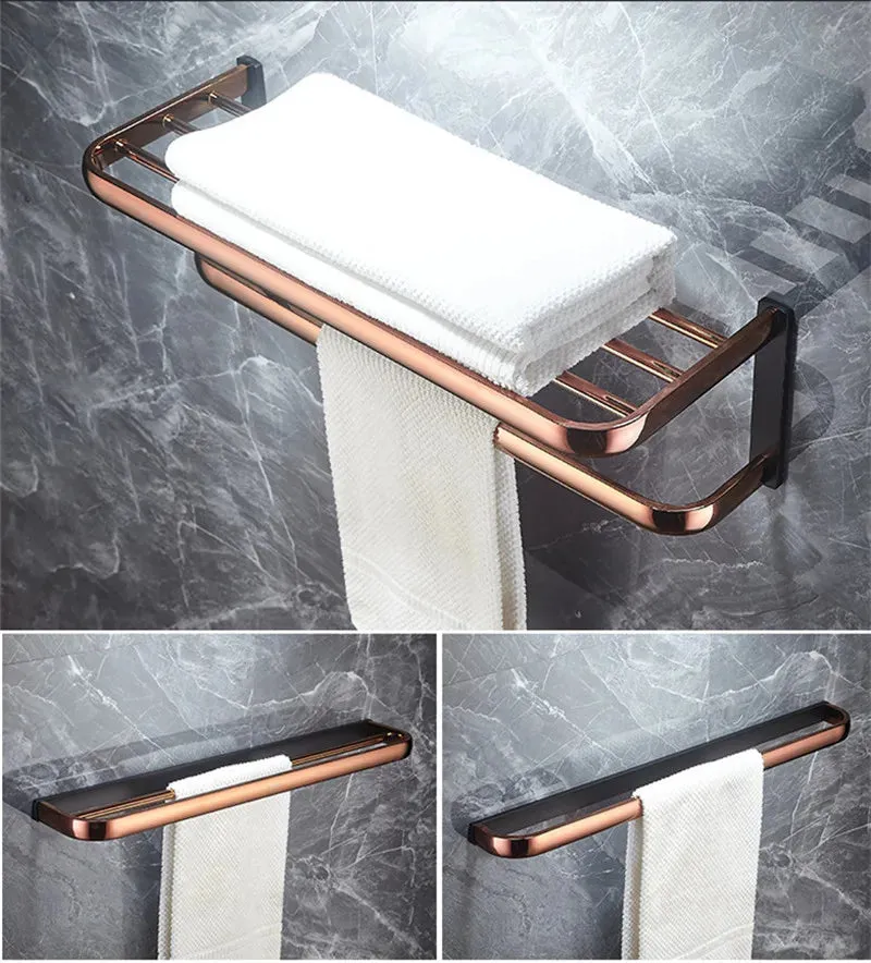 Bath Hardware Accessory Brass Towel Rack Corner Shelf Tissue Holder