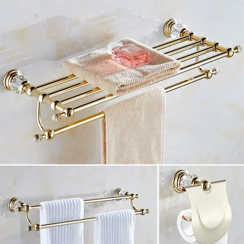 Bathroom Towel Shelf Gold Finished Bath Toilet Bathroom Accessories