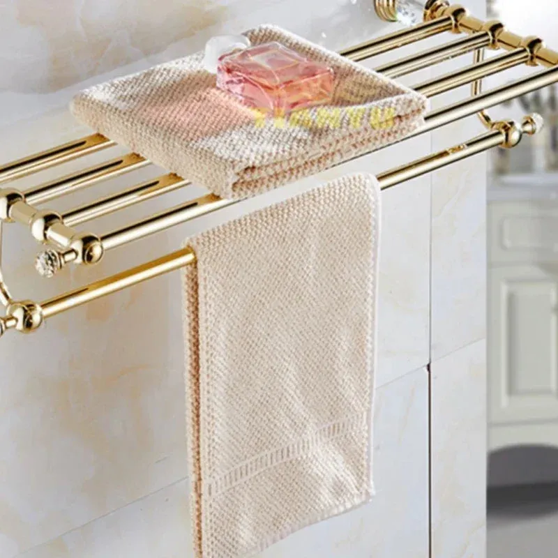 Bathroom Towel Shelf Gold Finished Bath Toilet Bathroom Accessories