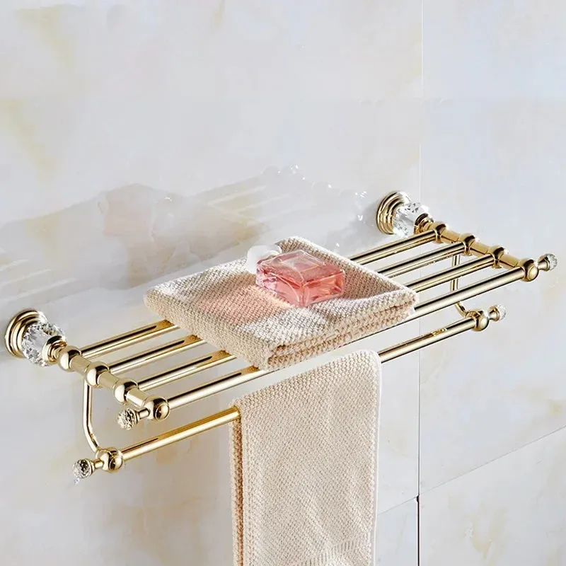 Bathroom Towel Shelf Gold Finished Bath Toilet Bathroom Accessories