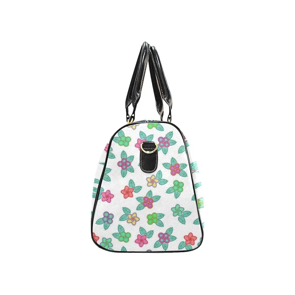 Berry Flowers White Waterproof Travel Bag/Small