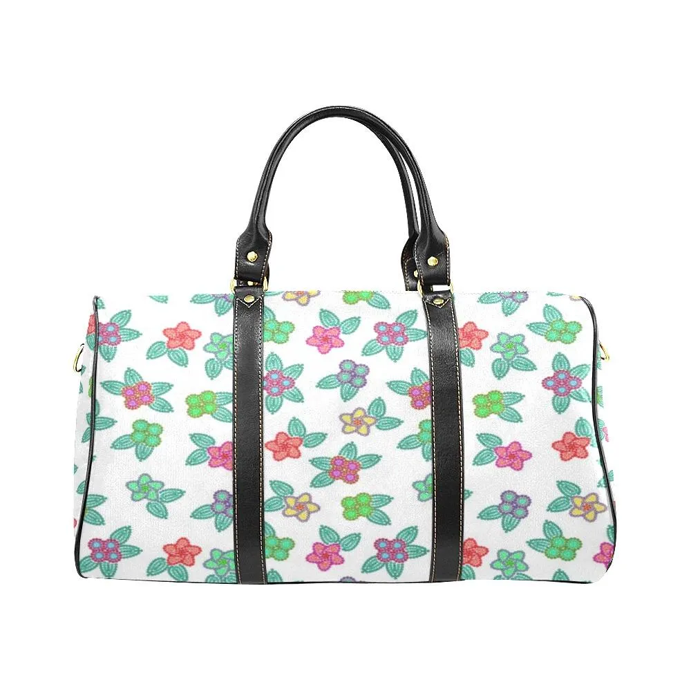 Berry Flowers White Waterproof Travel Bag/Small