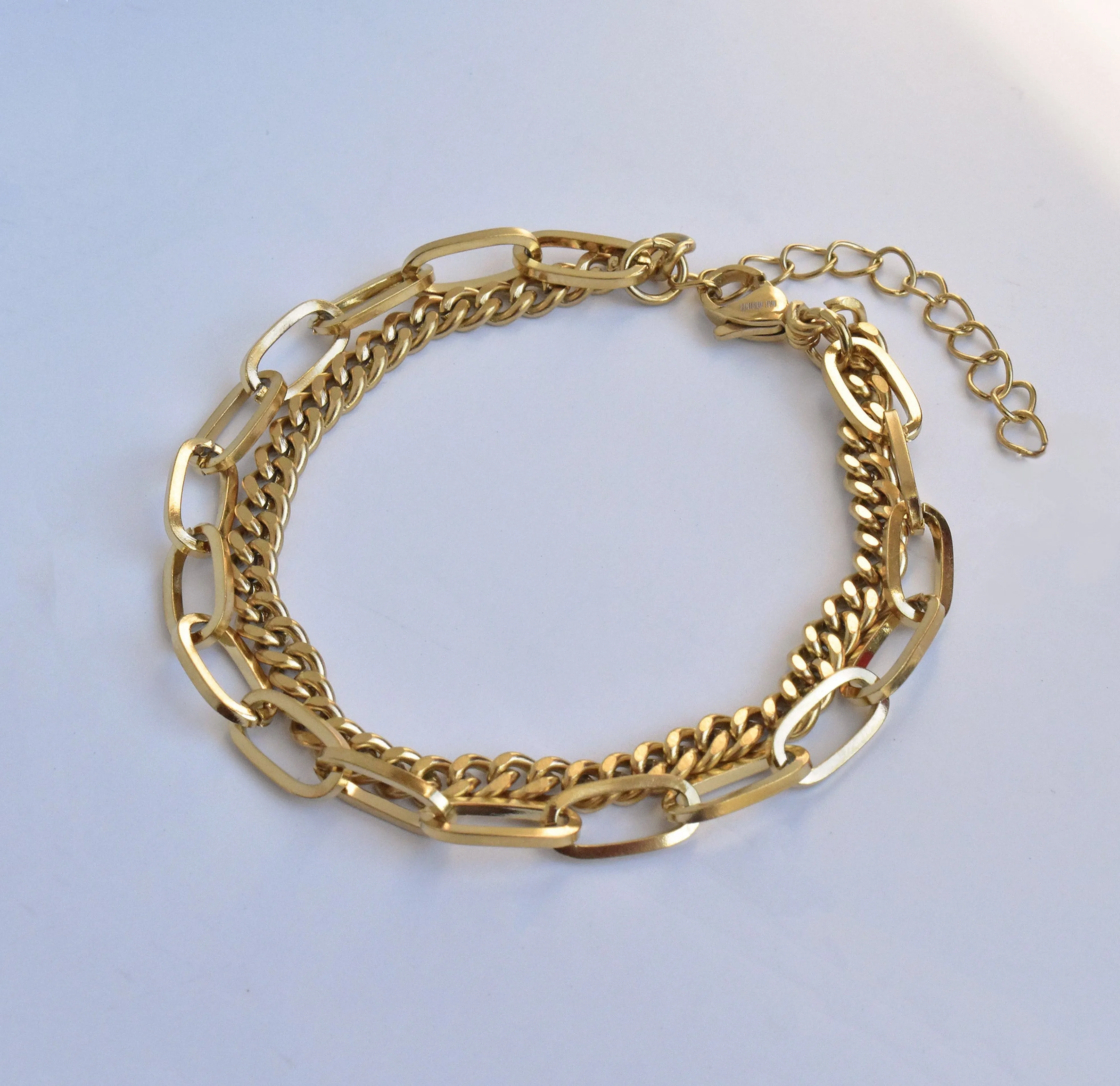 BRIGITTE GOLD DUO CHAIN BRACELET