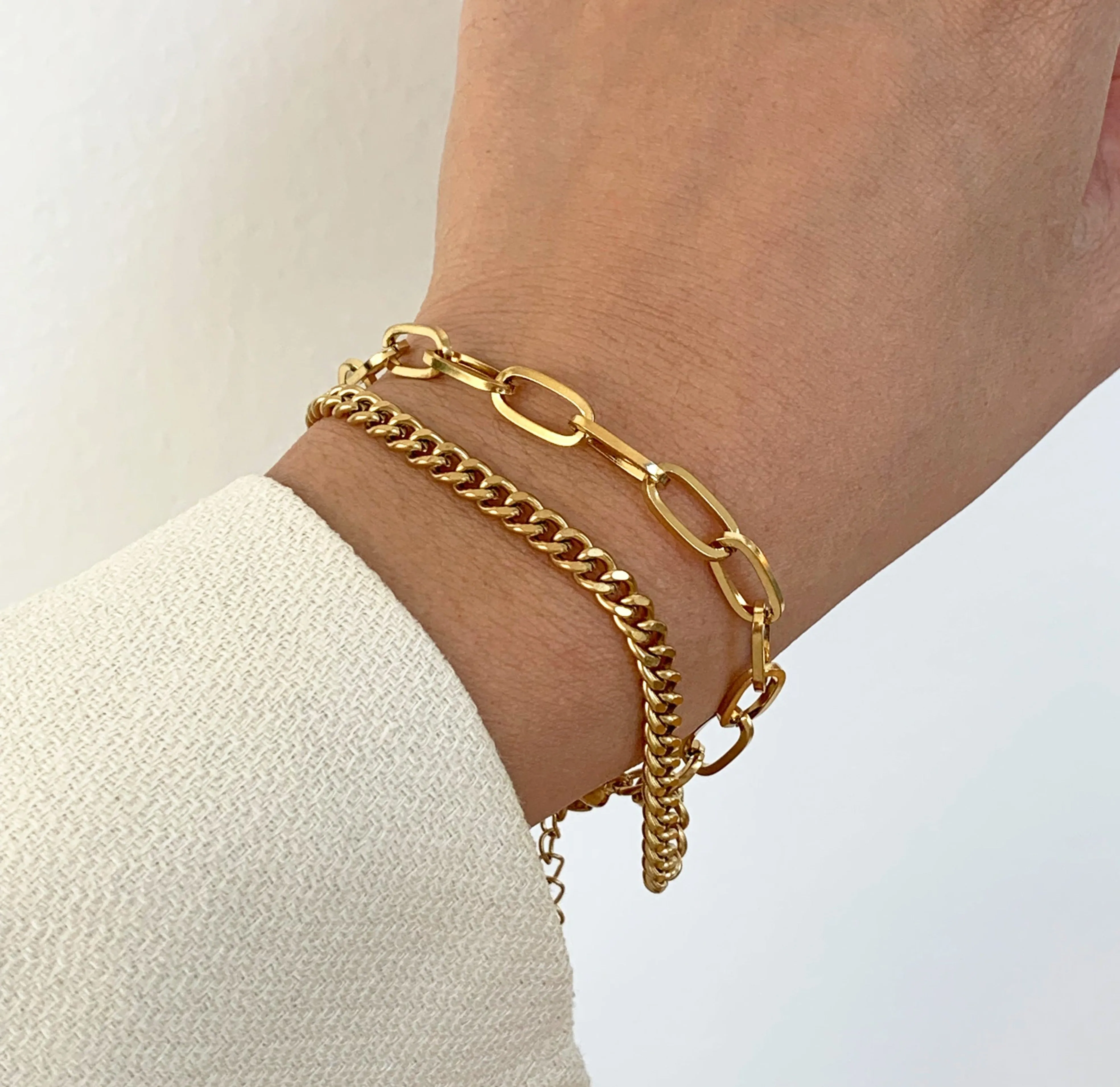 BRIGITTE GOLD DUO CHAIN BRACELET