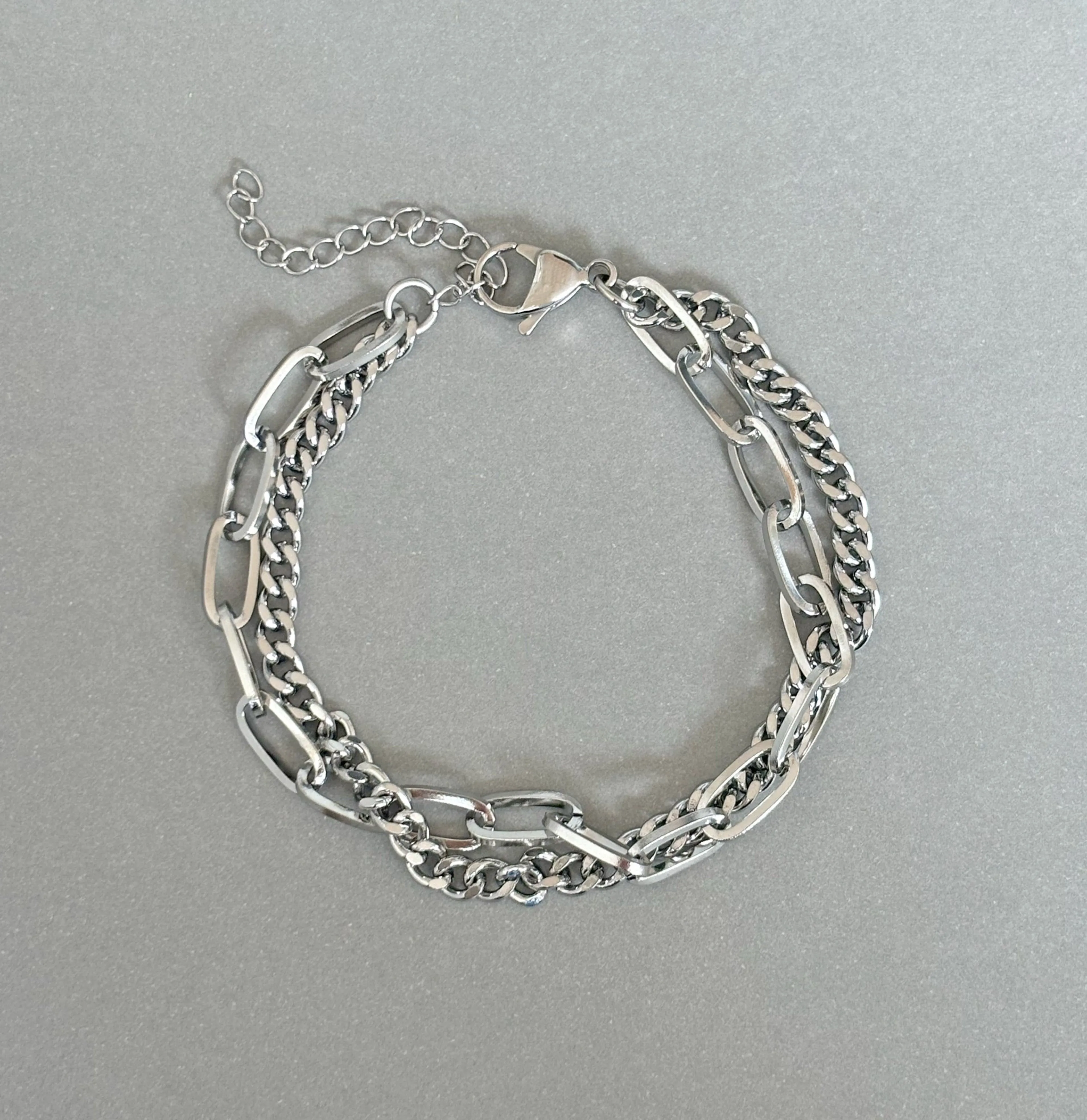 BRIGITTE SILVER DUO CHAIN BRACELET