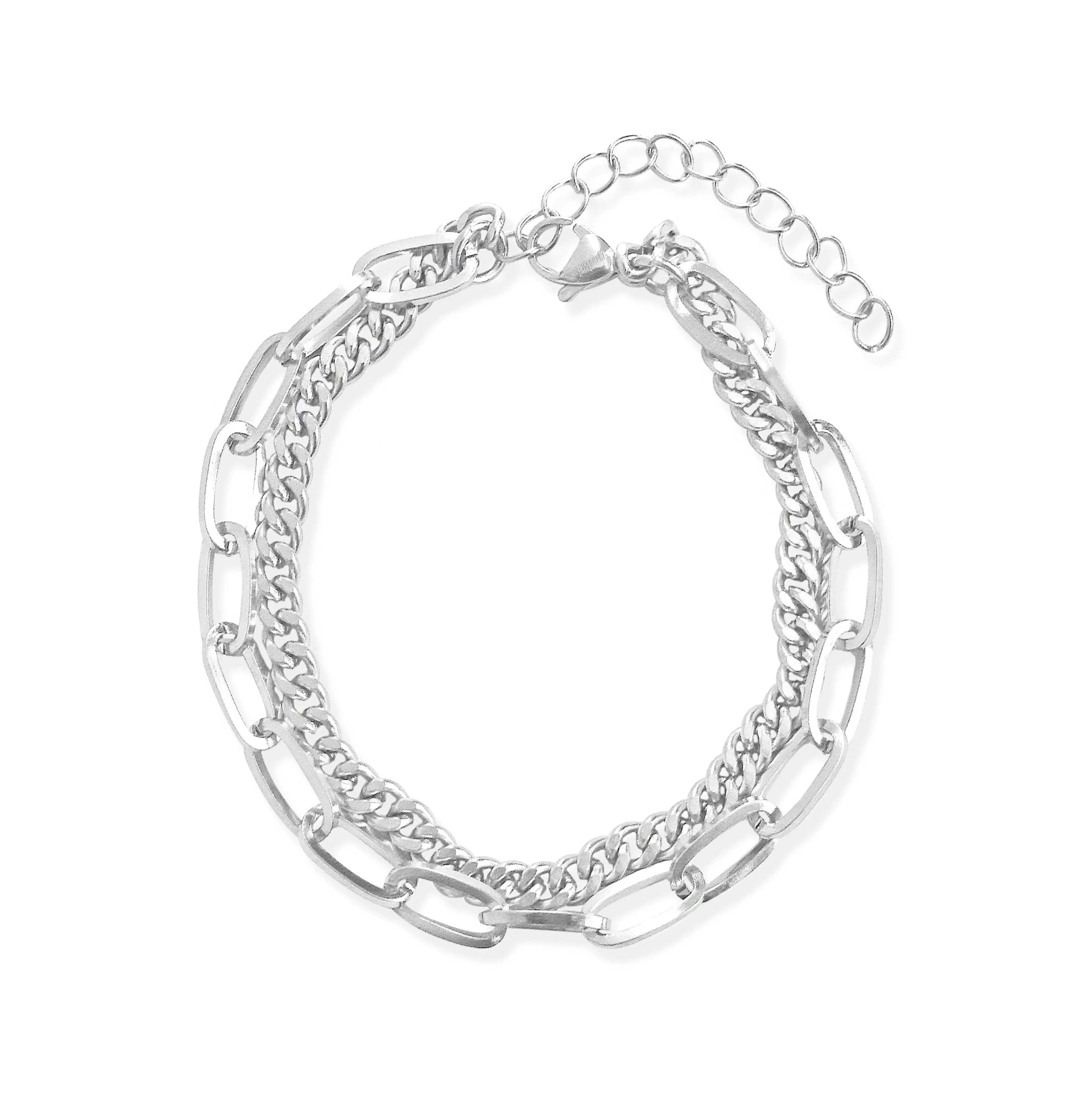 BRIGITTE SILVER DUO CHAIN BRACELET