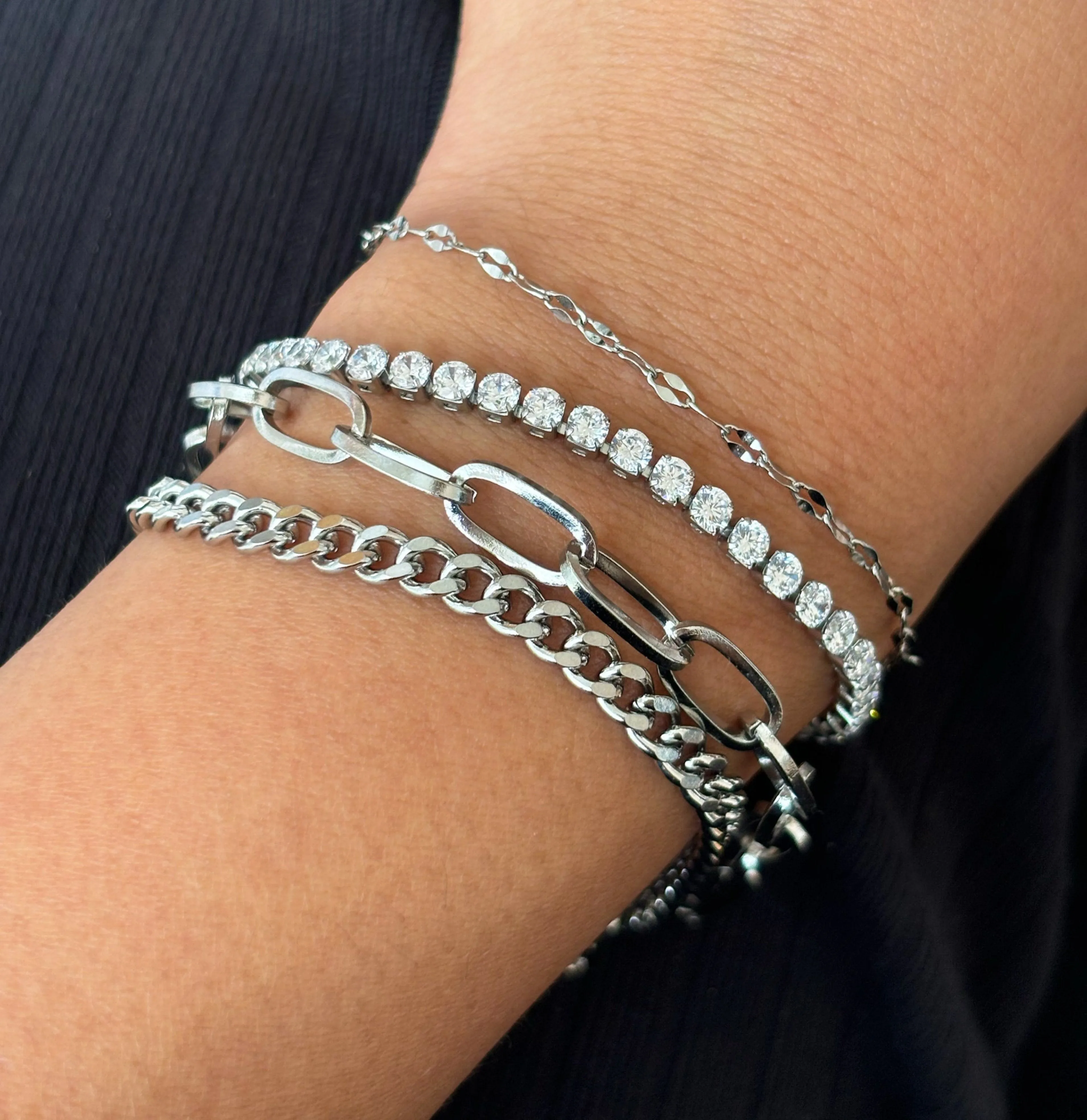 BRIGITTE SILVER DUO CHAIN BRACELET