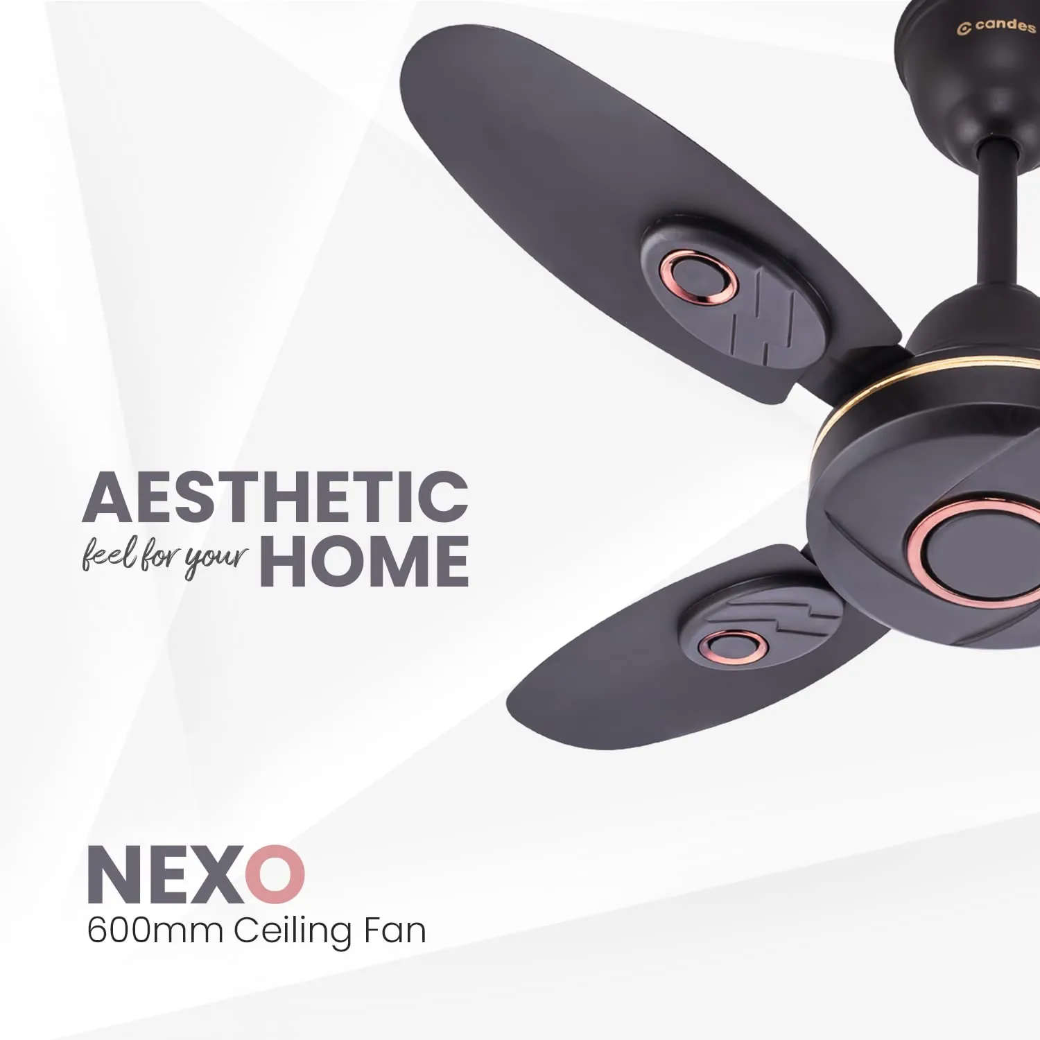 Candes Nexo Designer 600 mm /24 inch High Speed Ceiling Fan | BEE Star Rated, Noiseless & Energy Saving | Small Fan for Kitchen, Balcony & Small Room | 1 1 Year Warranty | Coffee Brown