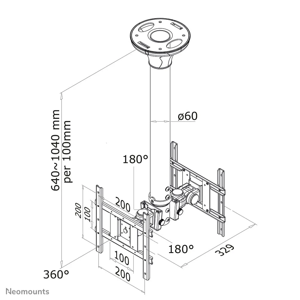 Ceiling Mount Dual 10-40In