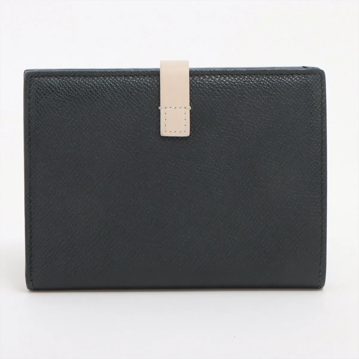 Celine Medium Bifold  Leather Compact Wallet Black x Cream