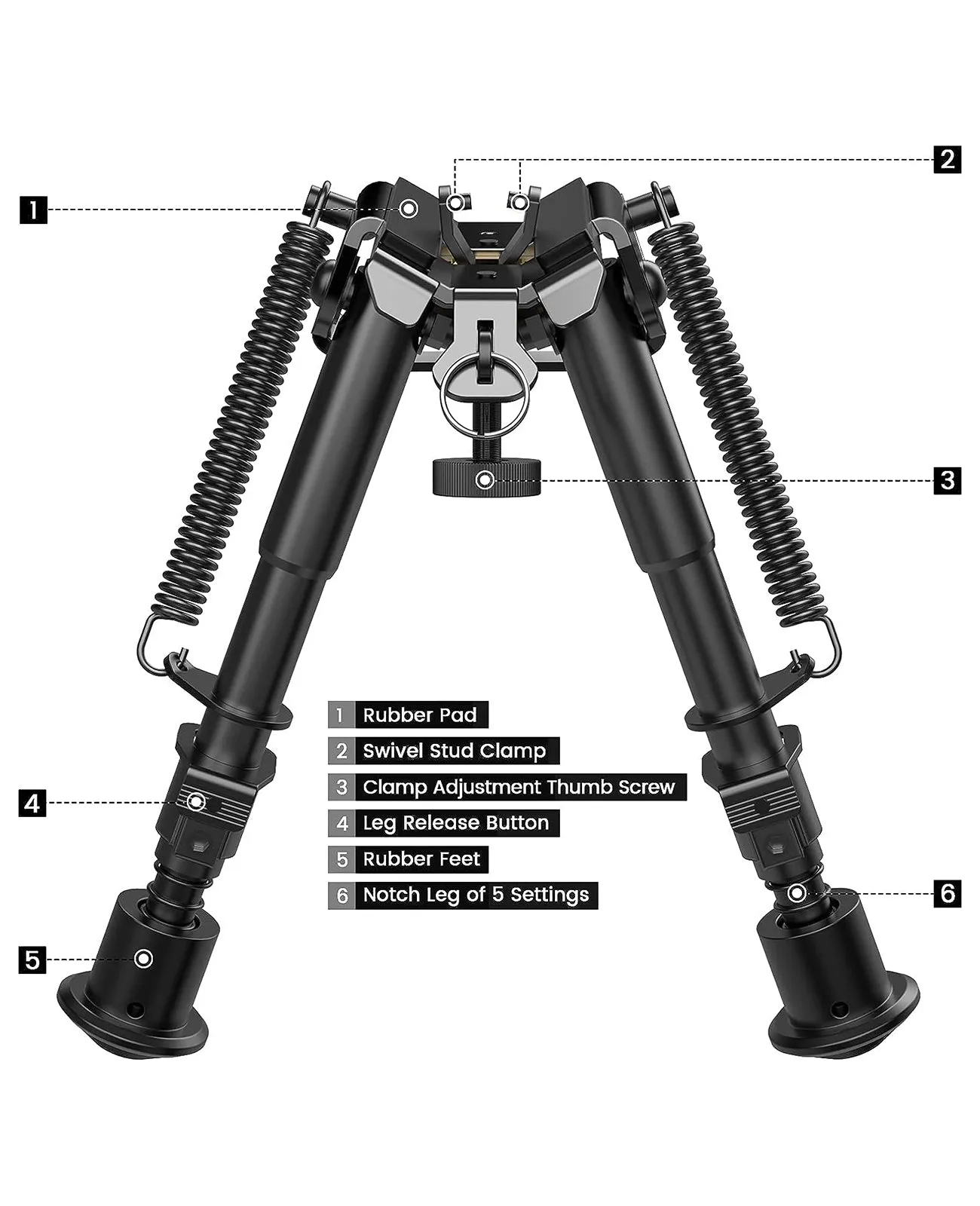 CVLIFE 6-9 Inches Rifle Bipod with Picatinny Adapter-Global