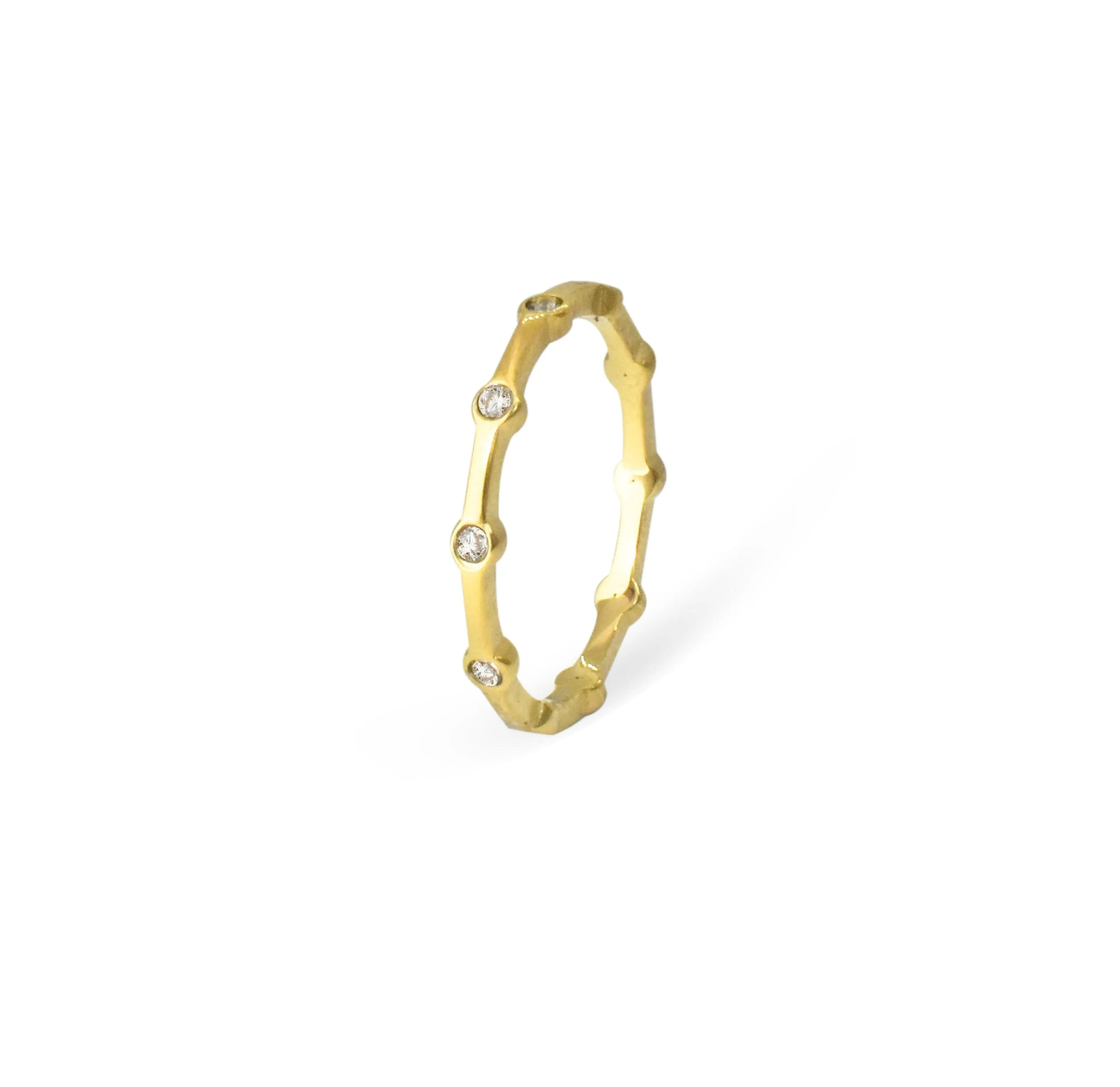 DAPHNE THIN GOLD PAVE STACKABLE RING