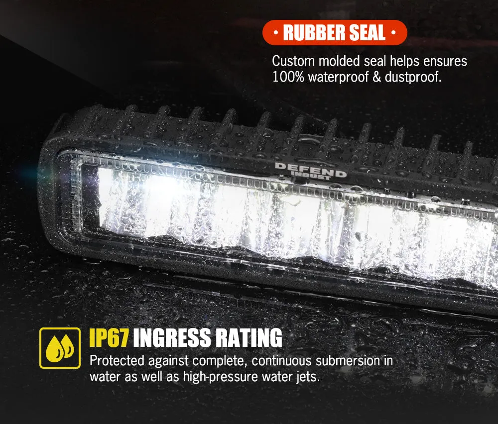 Defend Indust 6inch Led Light Bar 1 Lux @ 150M IP67 5,760 Lumens