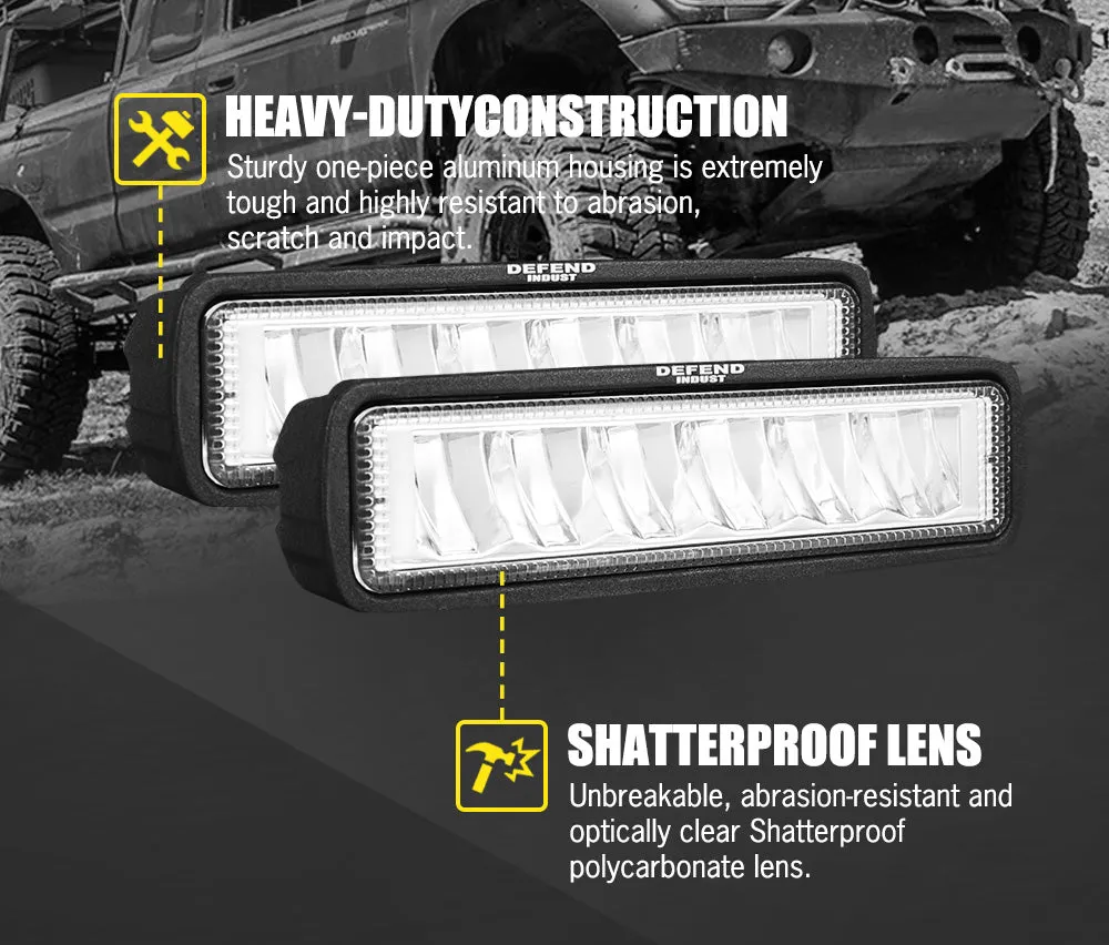 Defend Indust 6inch Led Light Bar 1 Lux @ 150M IP67 5,760 Lumens