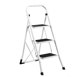 Delxo 3 Step Folding Step Stool Ladder with Handgrip White (3 Feet)