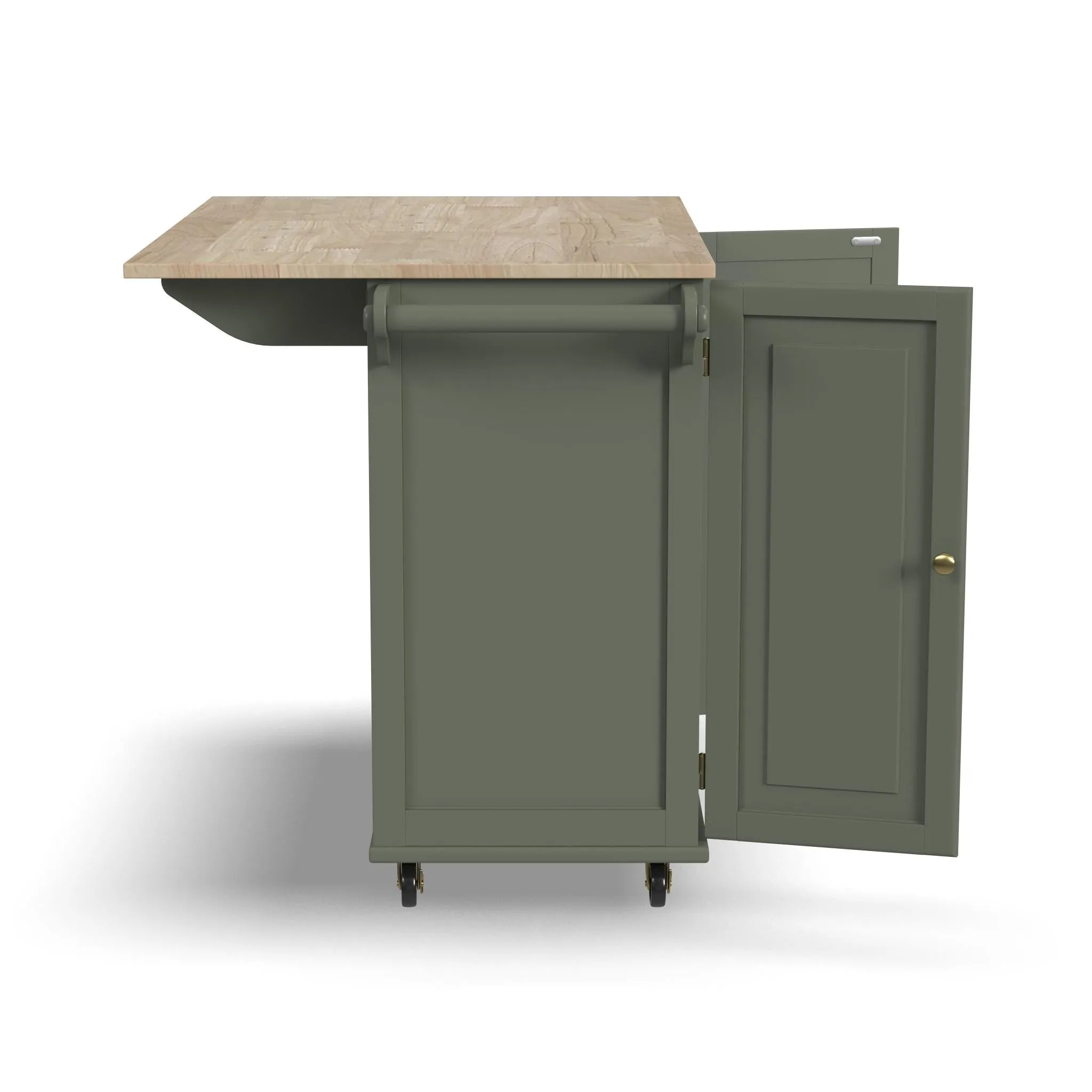 Dolly Madison Green Drop Leaf Kitchen Cart