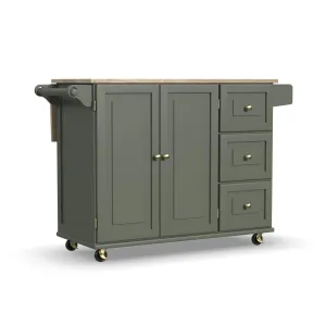 Dolly Madison Green Drop Leaf Kitchen Cart