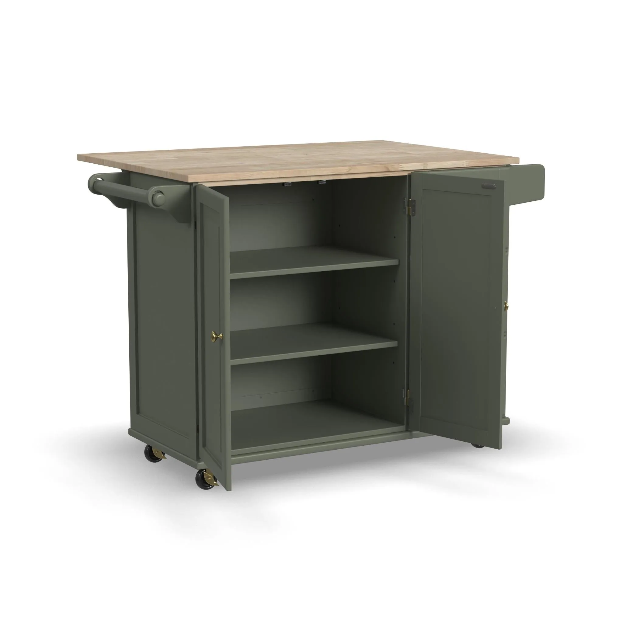 Dolly Madison Green Drop Leaf Kitchen Cart