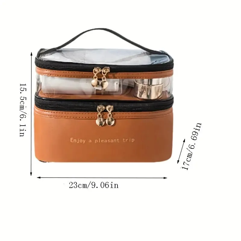 Double-Layer Square Cosmetic Bag - Your Stylish Travel for Beauty On-the-Go