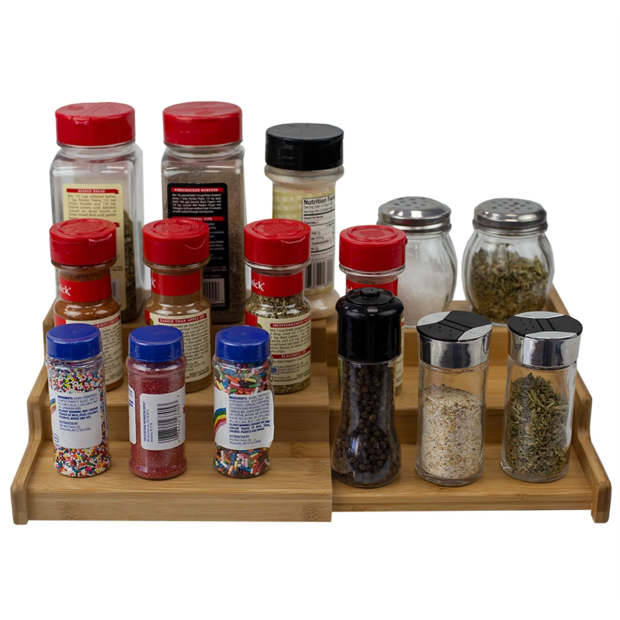 Expandable 3 Tier Step Seasoning and Spice Organizer, Natural