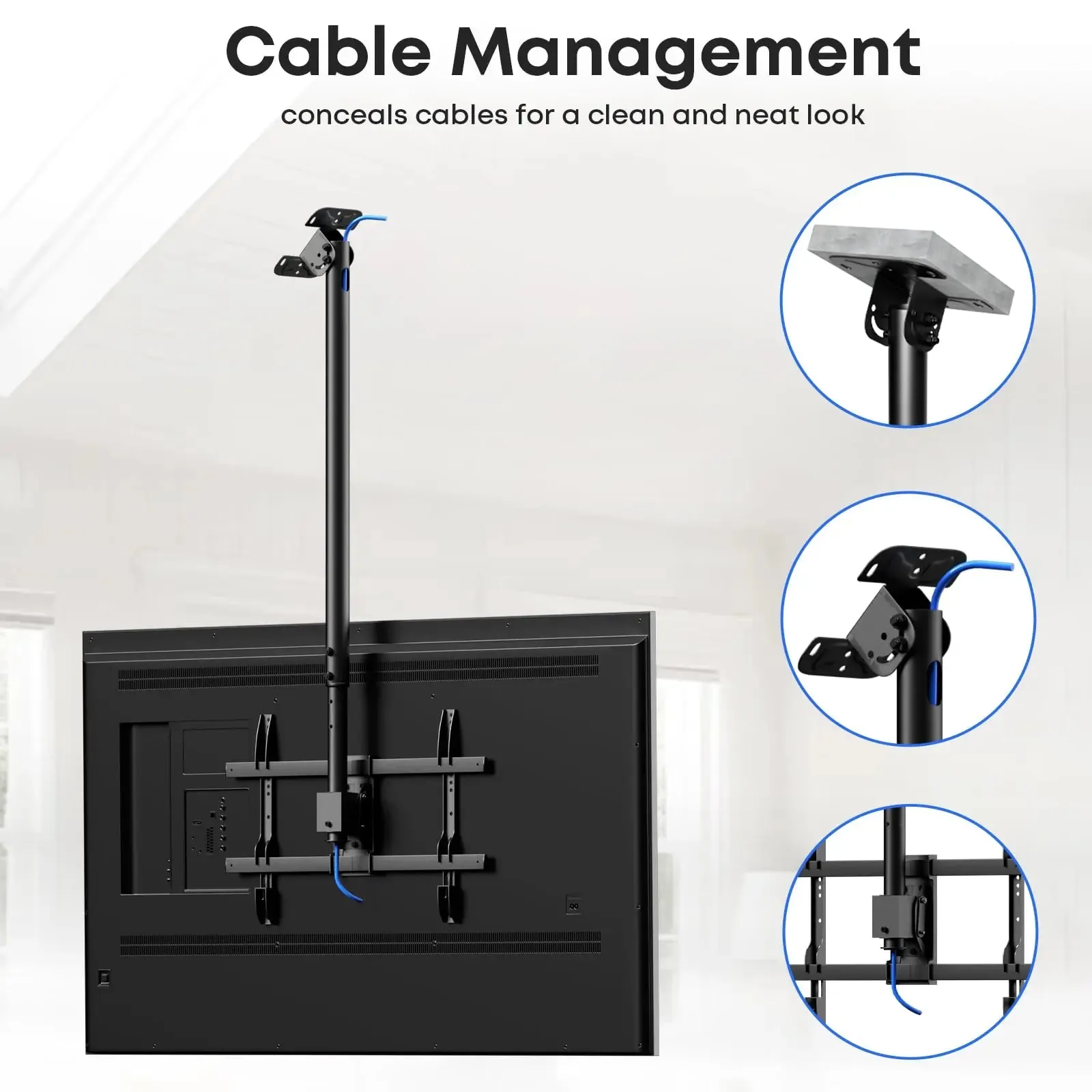 From 42.9” to 66.5” Height Adjustable Ceiling Mount TV Bracket - Fits most 43-86 inch TVs