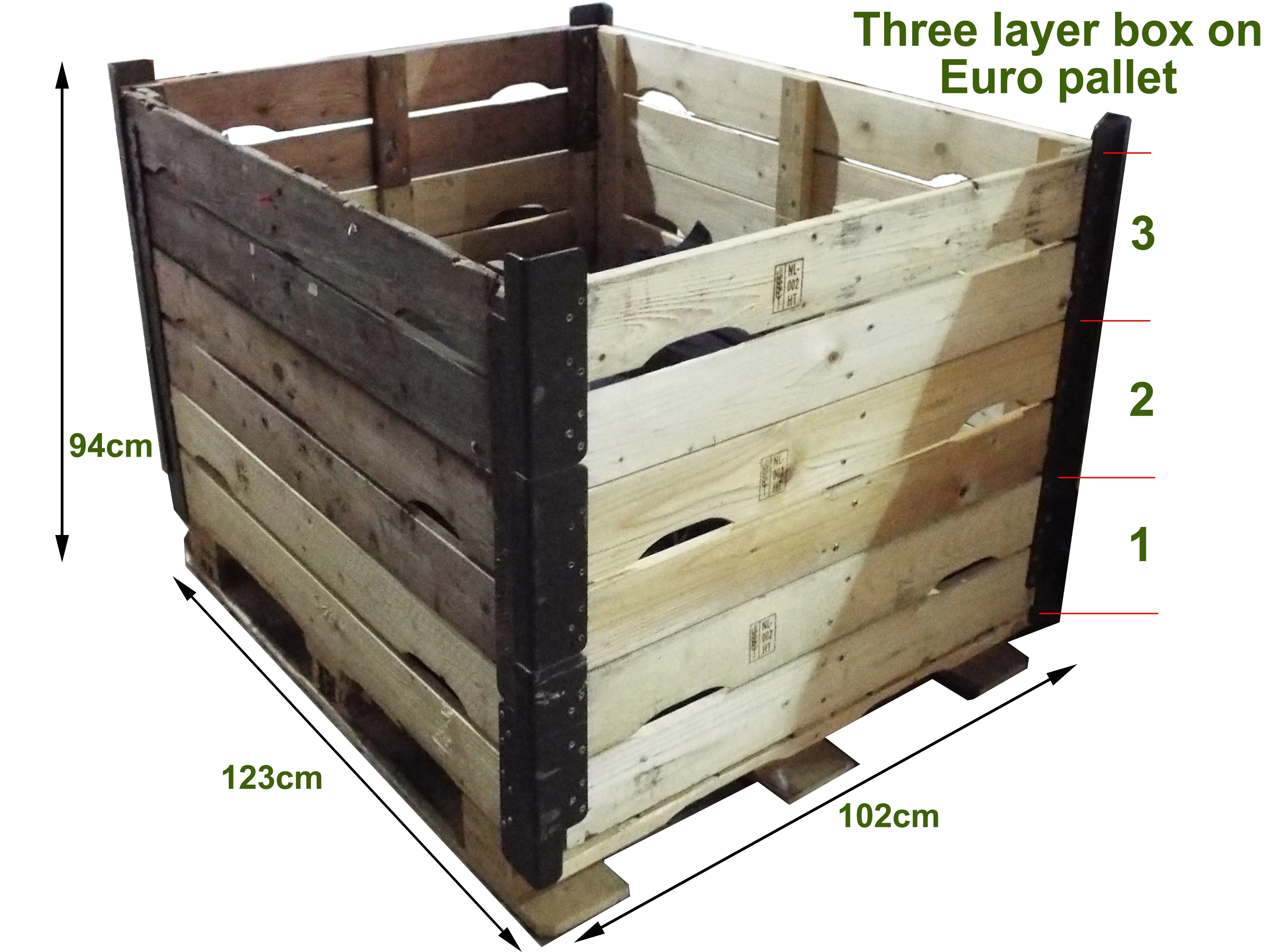 Garden storage box / Compost bin / log store - stackable heavy duty wooden crates