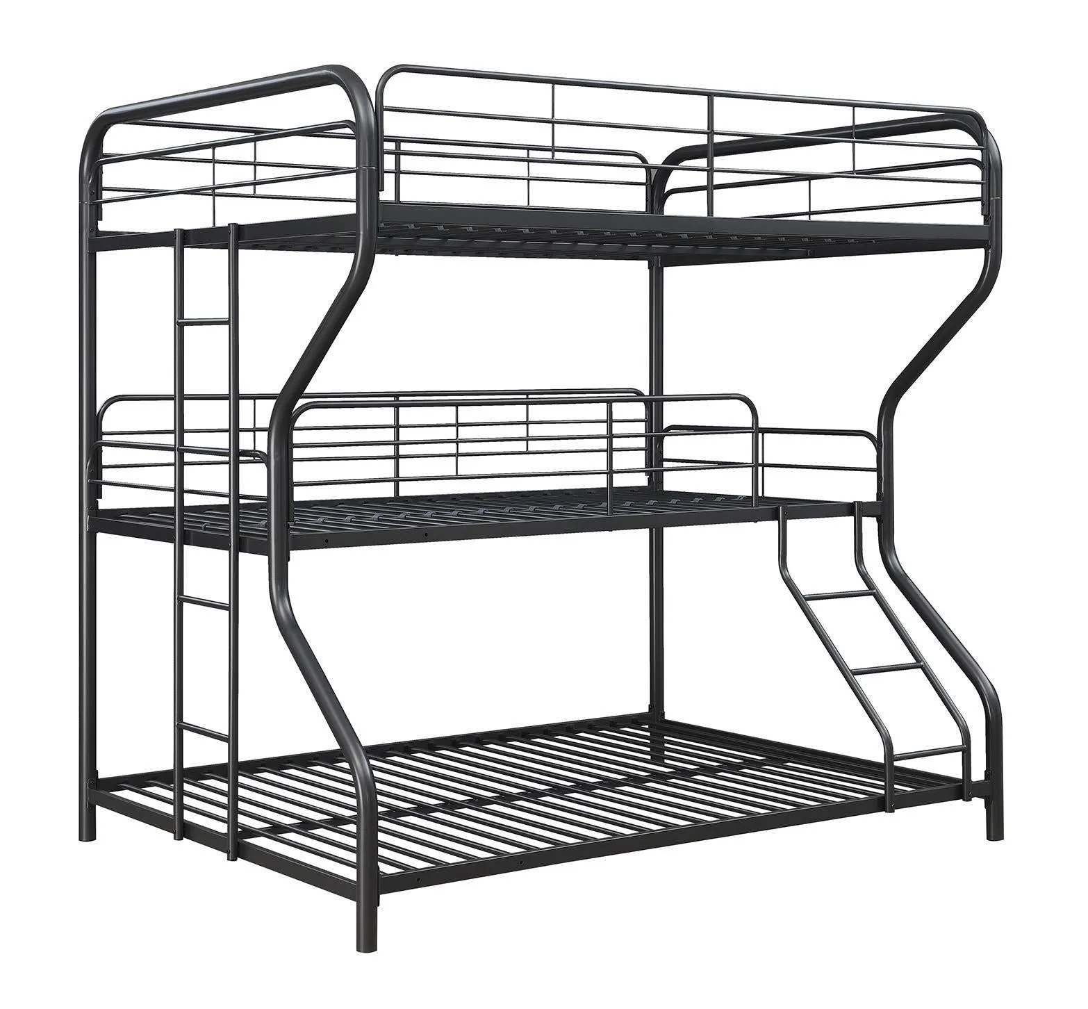 Garner Full Twin Triple Bunk Bed Gunmetal Ladder