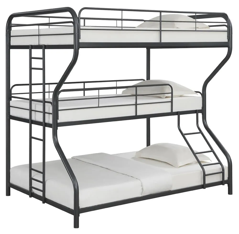 Garner Full Twin Triple Bunk Bed Gunmetal Ladder