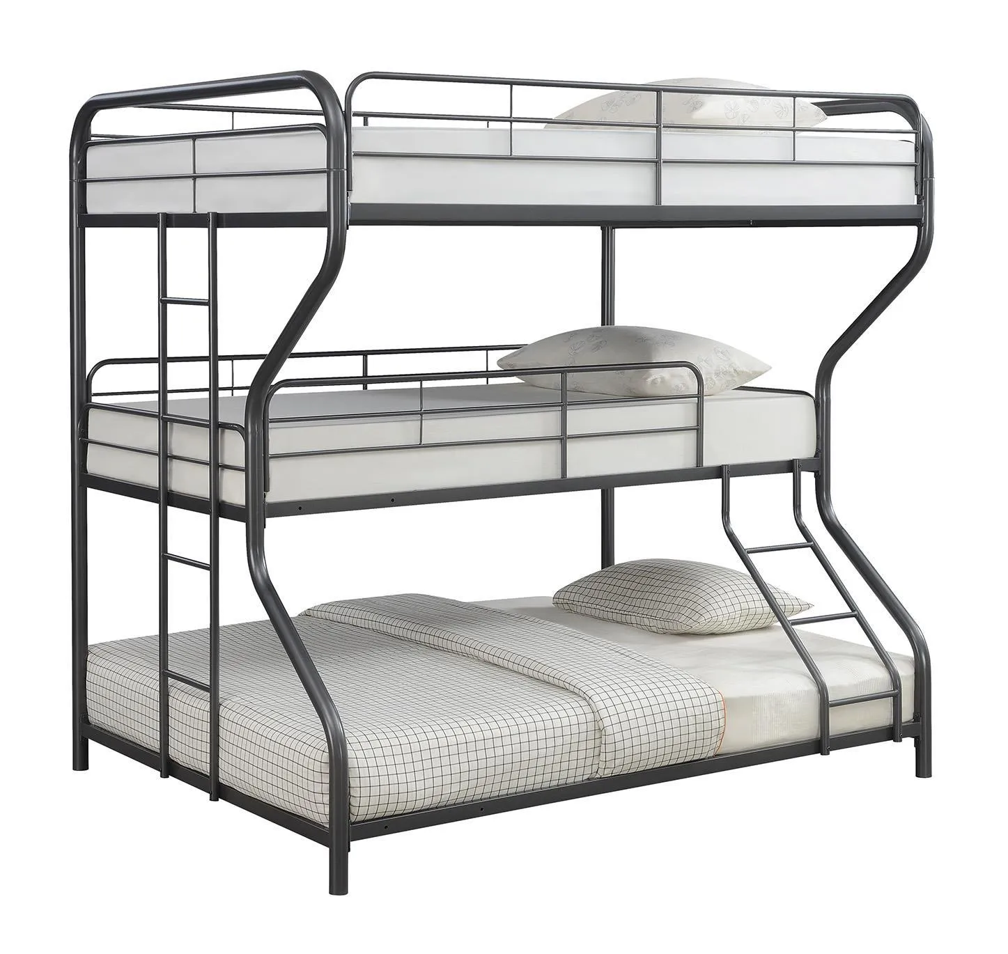 Garner Full Twin Triple Bunk Bed Gunmetal Ladder