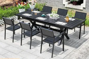 Gina Outdoor Extendable Dining Set 1 -- Black