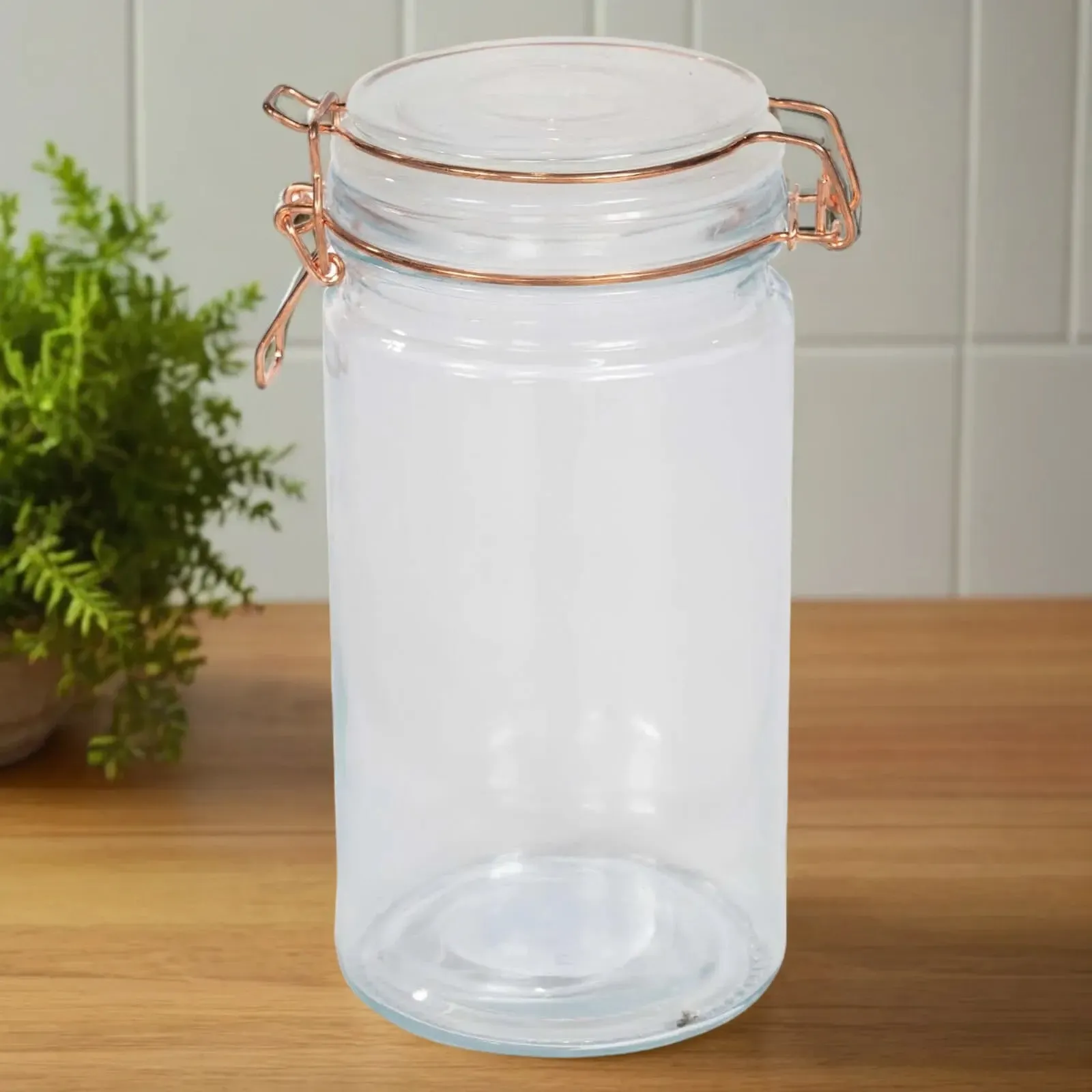 Glass Kitchen Storage Jar Kilner Jar With Copper Clip 20cm