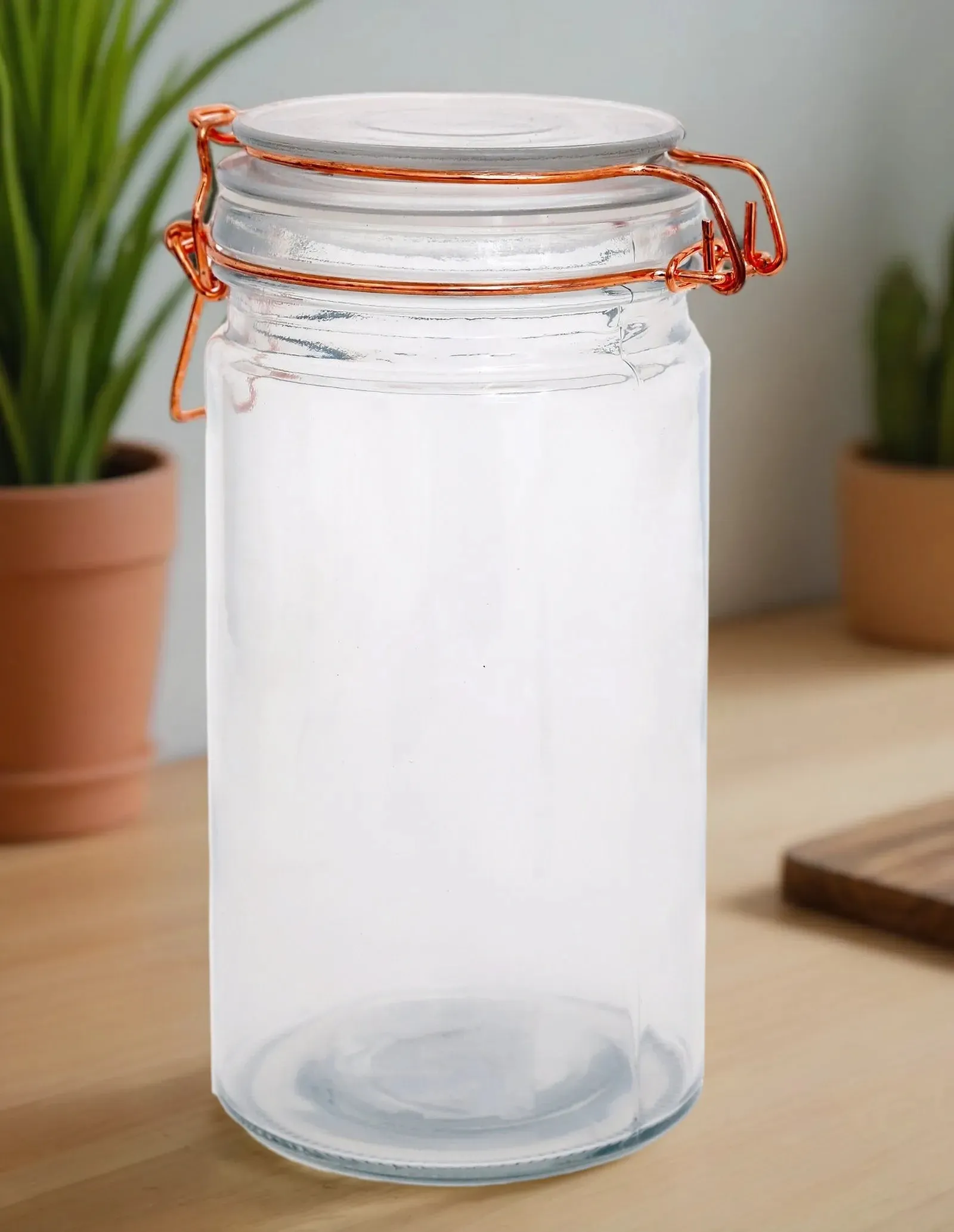 Glass Kitchen Storage Jar Kilner Jar With Copper Clip 20cm