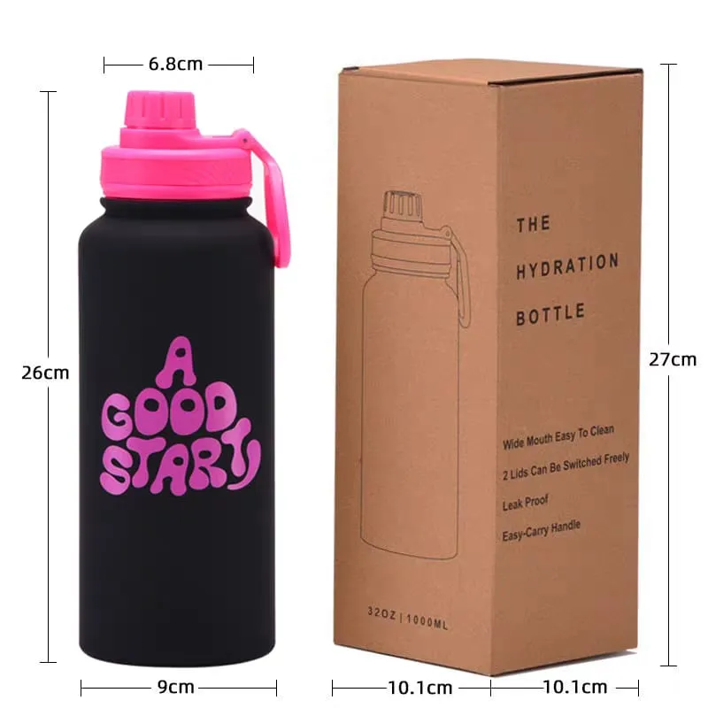 Good Vibes Stainless Steel Water Bottle - Stylish & Leakproof Design