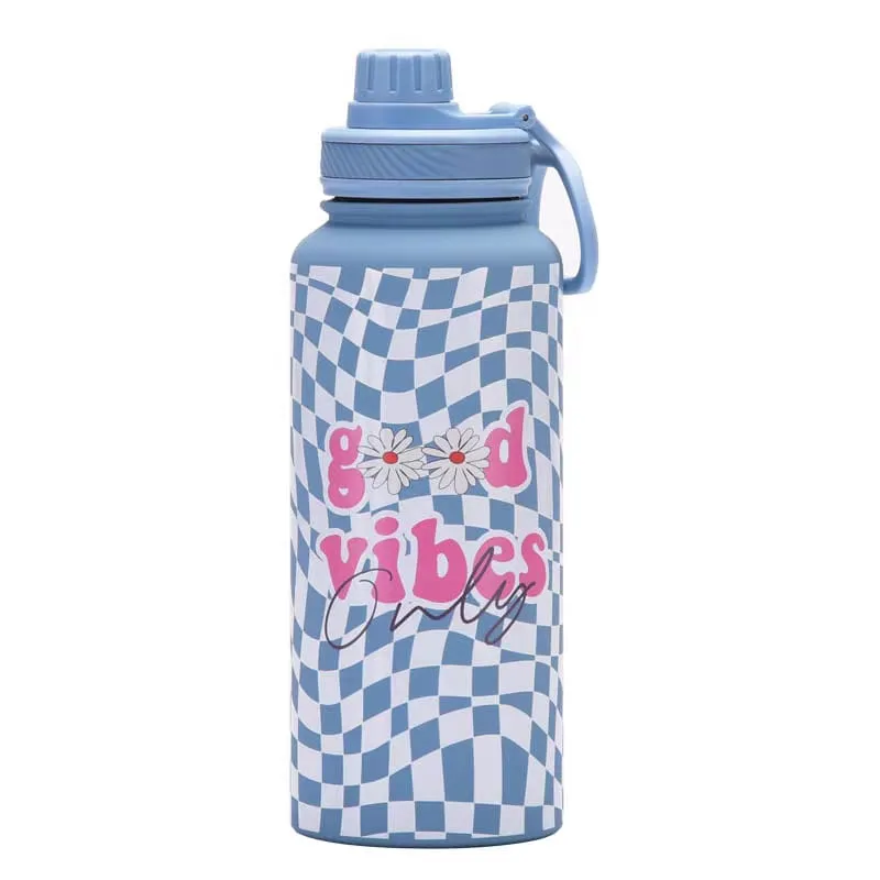 Good Vibes Stainless Steel Water Bottle - Stylish & Leakproof Design