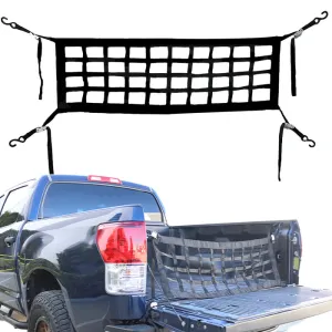 Heavy Duty 50" x 16" Tailgate Net with 1" Cam Buckle Adjustable Tie-Downs in Black, 1,500 LBS